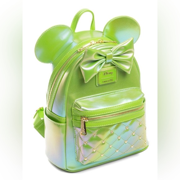 Loungefly Disney Minnie Mouse Classic Series Iridescent Emerald Mini Backpack - Picture 3 of 10